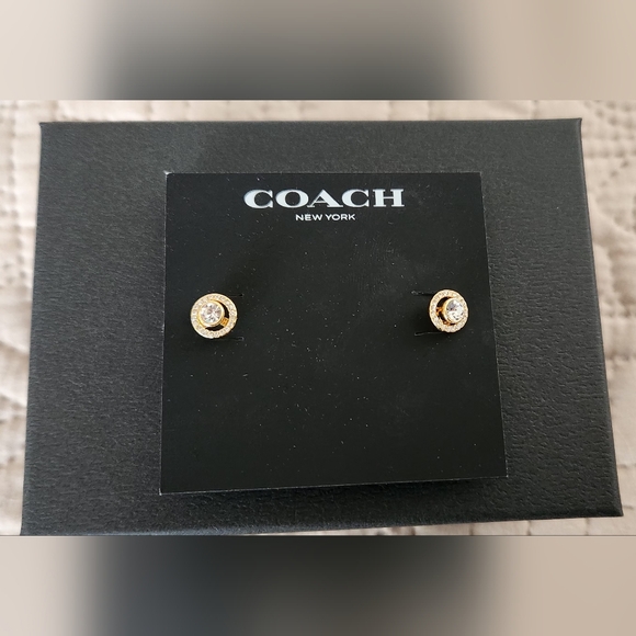 NWT Coach Yellow Gold-Tone Earrings - Picture 2 of 4